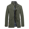 Casual Cotton Slim Fit Solid Color Stand Collar Business Coat With Inside Pocket For Men
