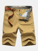 Casual Cotton Solid Color Straight Plus Size Beach Shorts For Men