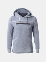 Casual Cotton Thick Mosaic Rib Chest Zipper O-Neck Long Sleeve Hoodies For Men