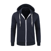 Casual Cotton Thick Solid Color Zipper O-Neck Long Sleeve Hoodies For Men