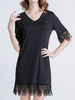 Casual Crochet Lace Patchwork Half Sleeve V-neck Mini Dress For Women