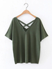 Casual Cross Strap Backless Short Sleeve V-neck Women T-shirt