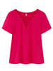 Casual Cross Strap Short Sleeve V-neck T-shirt For Women
