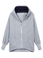 Casual Double Zipper Long Sleeve Irregular Patchwork Hooded Coat