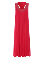 Casual Drilling Pleated Sleeveless V-neck Mini Dress For Women