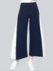 Casual Elastic Waist Zipper Pleated Patchwork Wide Leg Pants For Women