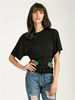 Casual Embroidered Cross Strap Short Sleeve O-neck T-shirt For Women