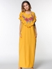 Casual Embroidered Flouncing Short Sleeve O-neck Maxi Dress For Women
