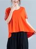 Casual Embroidered Loose Irregular Short Sleeve O-neck Women T-shirt