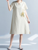 Casual Embroidered Loose Short Sleeve O-neck Dress For Women