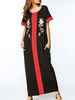 Casual Embroidered Loose Short Sleeve O-neck Women Maxi Dress