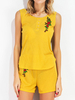 Casual Embroidered Sleeveless O-neck Tops With Shorts Suit For Women