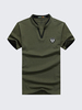 Casual Embroidery Cotton Solid Color Plus Size Short Sleeve V-Neck T-Shirt For Men