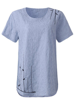 Casual Embroidery Printing O-nack Short Sleeve T-shirt