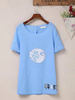 Casual Embroidery Short Sleeve O-Neck Pullover T-Shirt For Women