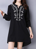 Casual Embroidery V-Neck Long Sleeve Mini Dress For Women