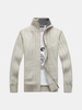 Casual Extra Fleece Thick Sweater Knitting Solid Color Cardigan For Men