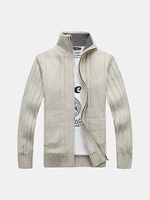 Casual Extra Fleece Thick Sweater Knitting Solid Color Cardigan For Men