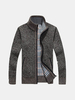 Casual Extra Fleece Thick Sweater Knitting Solid Color Coat For Men