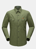 Casual Fashion Cotton Double Pockets Solid Color Long Sleeve Dress Shirt For Men