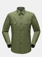 Casual Fashion Cotton Double Pockets Solid Color Long Sleeve Dress Shirt For Men
