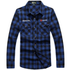 Casual Fashion Cotton Plaid Shirt Long Sleeve Turn-Down Collar Plus Size Dress Shirt For Men