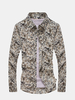 Casual Fashion Floral Dress Shirt Slim Fit Long Sleeve Plus Size Shirts For Men