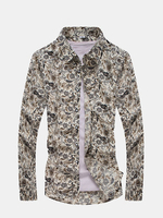 Casual Fashion Floral Dress Shirt Slim Fit Long Sleeve Plus Size Shirts For Men