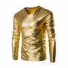 Casual Fashion Gold Foiling Costume V-Neck Slim Fit Long-Sleeve T-Shirt for Men