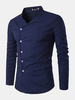 Casual Fashion Oblique Asymmetric Stand Collar Designer Shirts for Men