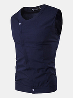 Casual Fashion Oblique V Neck Sleeveless Designer Shirts for Men