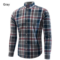 Casual Fashion Slim Fit Long Sleeve Plaid Dress Shirts For Men