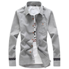 Casual Fashion Solid Color Slim Fit Plus Size Long Sleeve Dress Shirts For Men