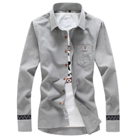 Casual Fashion Solid Color Slim Fit Plus Size Long Sleeve Dress Shirts For Men