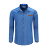 Casual Fashion Solid Color Turn-Down Collar Long Sleeve Denim Dress Shirt for Men