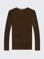 Casual Fashion Solid Color V-Neck Slim Fit Long Sleeve T-Shirt For Men