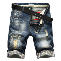 Casual Fashion Summer Thin Stone Washed Denim Holes Jeans Shorts for Men