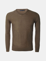 Casual Fashion Thick Woolen Solid Color V-Neck Slim Fit Knitted Sweater For Men
