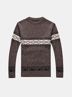 Casual Fleece Thick O-Neck Slim Fit Knitted Sweater For Men