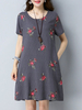 Casual Floral Embroidery O-Neck Short Sleeve Women Dresses