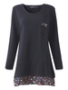 Casual Floral Patchwork O-Neck Long Sleeve Fake-Two Piece Mini Dress