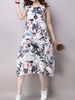 Casual Floral Print Loose Sleeveless O-neck Dress For Women