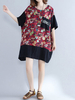 Casual Floral Print Patchwork Half Sleeve O-neck Dress For Women