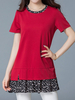 Casual Floral Print Patchwork Short Sleeve O-neck T-shirt For Women