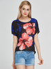 Casual Floral Print Short Sleeve O-neck T-shirt For Women