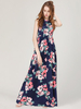 Casual Floral Print Sleeveless O-neck Maxi Dress For Women