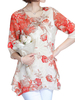 Casual Floral Printed Irregular Hem Chiffon Shirts