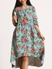 Casual Floral Printed Long Sleeve High Low Dress For Women
