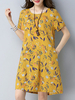 Casual Floral Printed O-Neck Short Sleeve Women Dresses