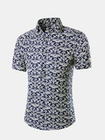 Casual Floral Printing Big Size Turn-down Collar Short Sleeve Beach Shirt For Men